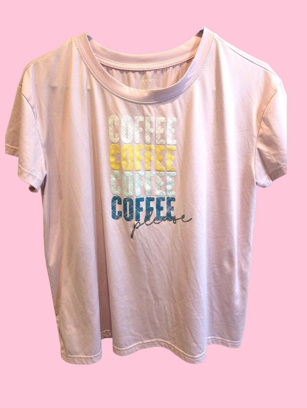 Light Pink Graphic 'Coffee' Short Sleeve Tee